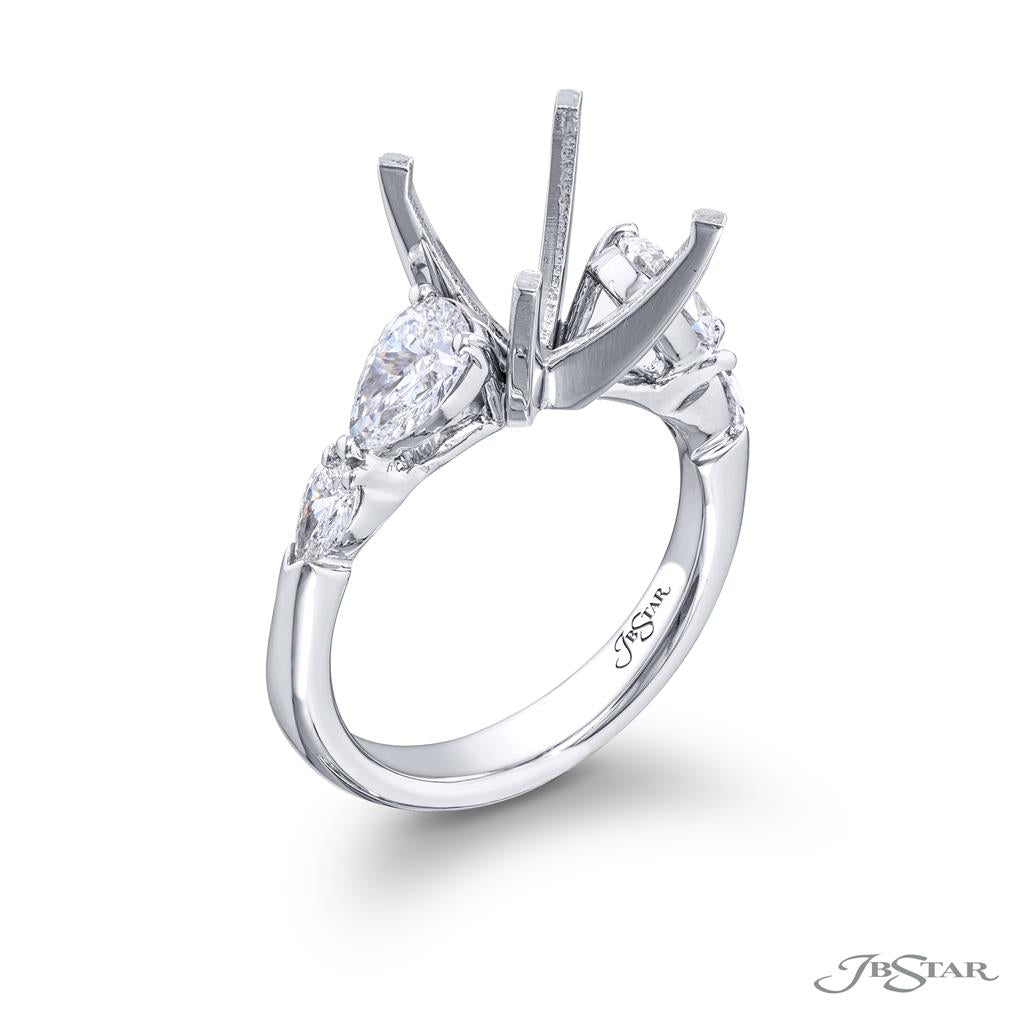 JB Star Platinum Three-Stone Inspired Engagement Ring with Pear