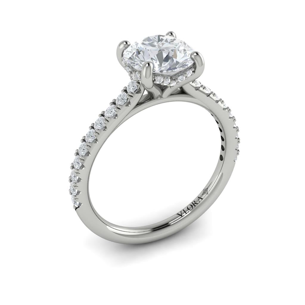 Vlora 14k White Gold Classic Collection Round Diamond Engagement Ring Setting Davis Jewelers