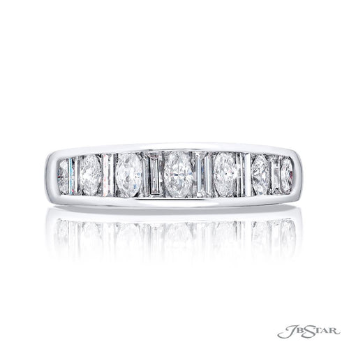 JB Star Women’s Platinum Diamond Band with Marquise and Baguette Accents