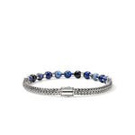 John Hardy Sterling Silver Kyanite, Lapis Lazuli, Black Onyx, Blue Tiger Eye, and Sodalite Beaded Bracelet