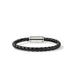 John Hardy Sterling Silver Woven Black Leather Bracelet