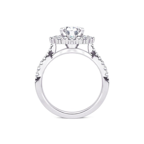Davis Classics 14k White Gold Shadow Halo Floral Design Semi-Mount