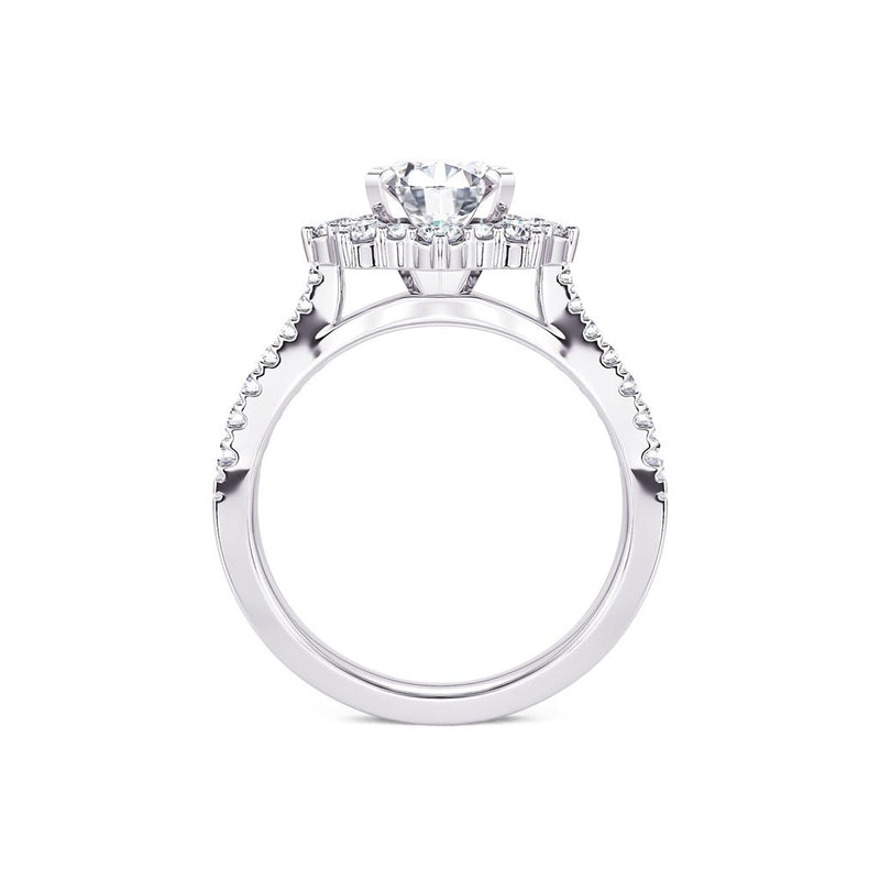 Davis Classics 14k White Gold Shadow Halo Floral Design Semi-Mount