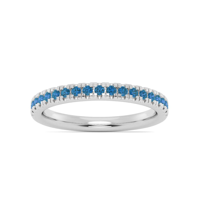 Davis Classics 14k White Gold Blue Topaz Stackable Birthstone Band