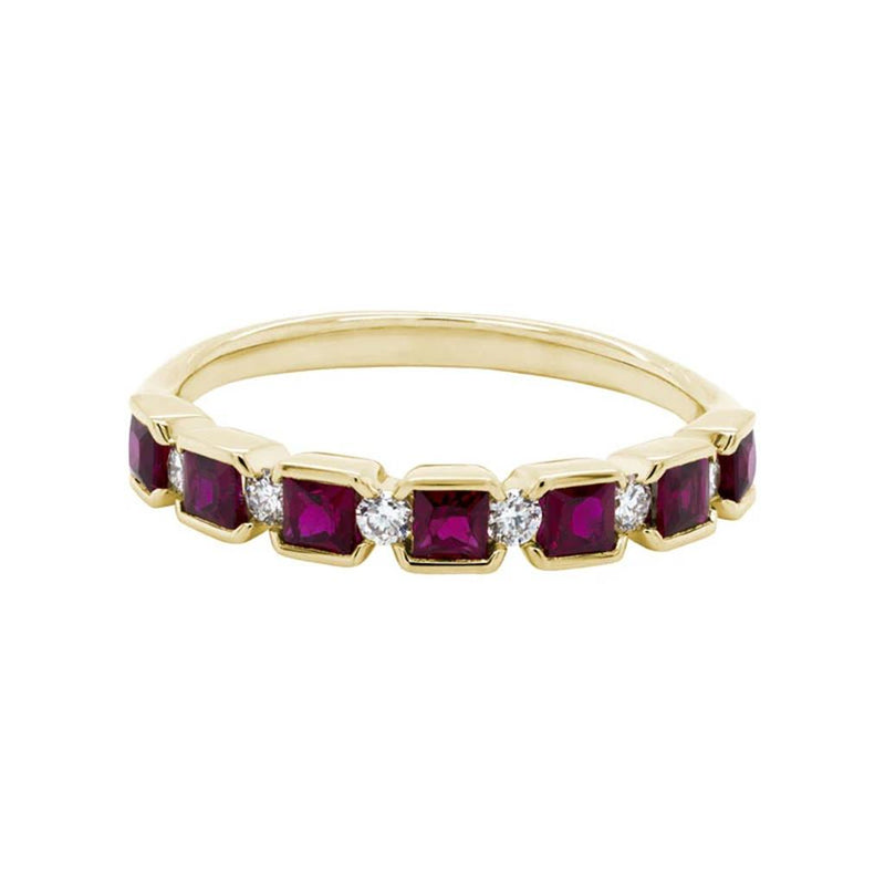 Davis Classics 14k Yellow Gold Ruby and Diamond Band