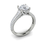 Vlora 14k White Gold Classic Collection Cathedral Round Diamond Engagement Ring Setting