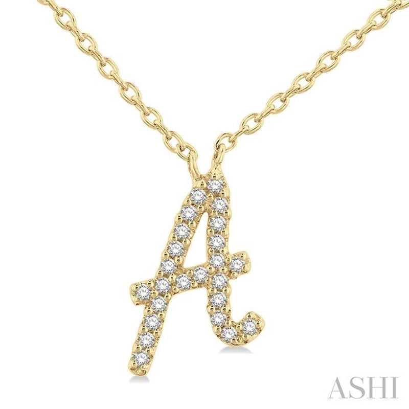Davis Classics 14k Yellow Gold Diamond Initial 'A' Pendant Necklace