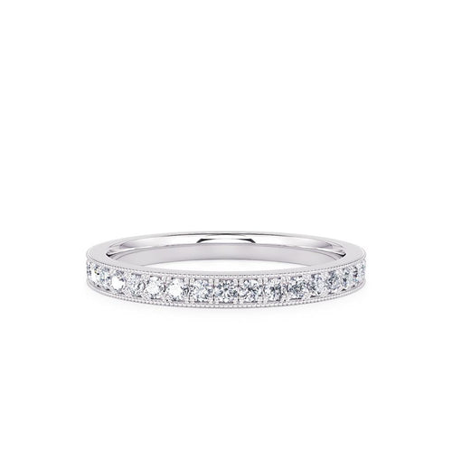 Davis Classics Women's 14k White Gold Vintage Inspired Diamond Band with Milgrain Detail