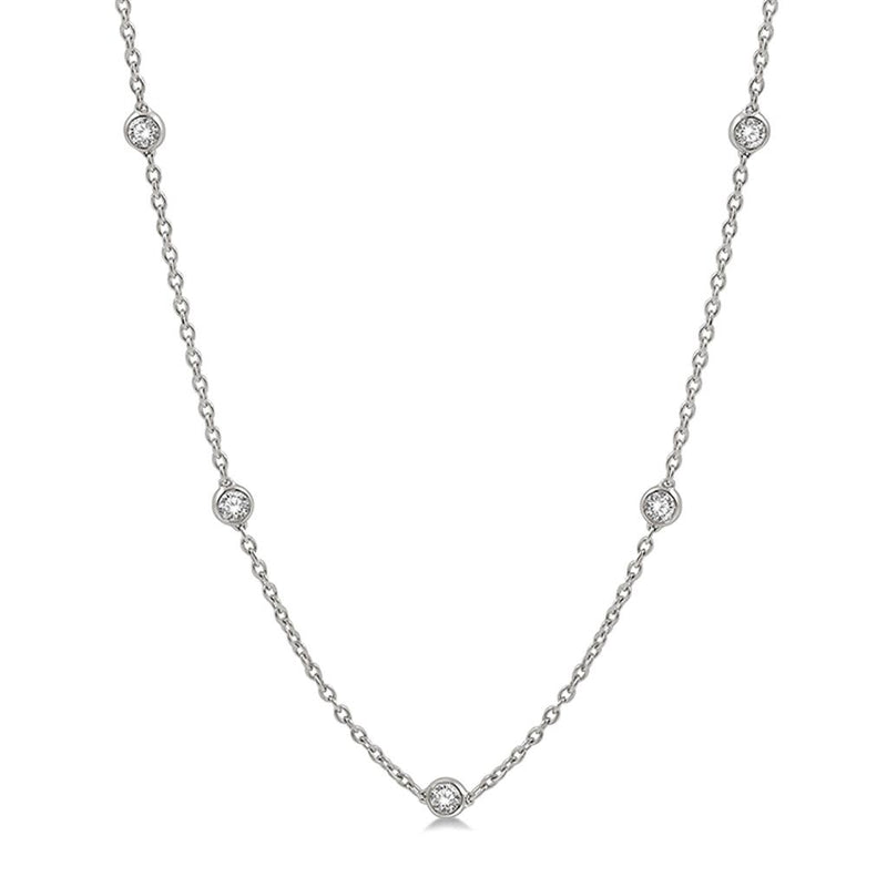 Davis Classics 14k White Gold Diamond by the Yard Necklace