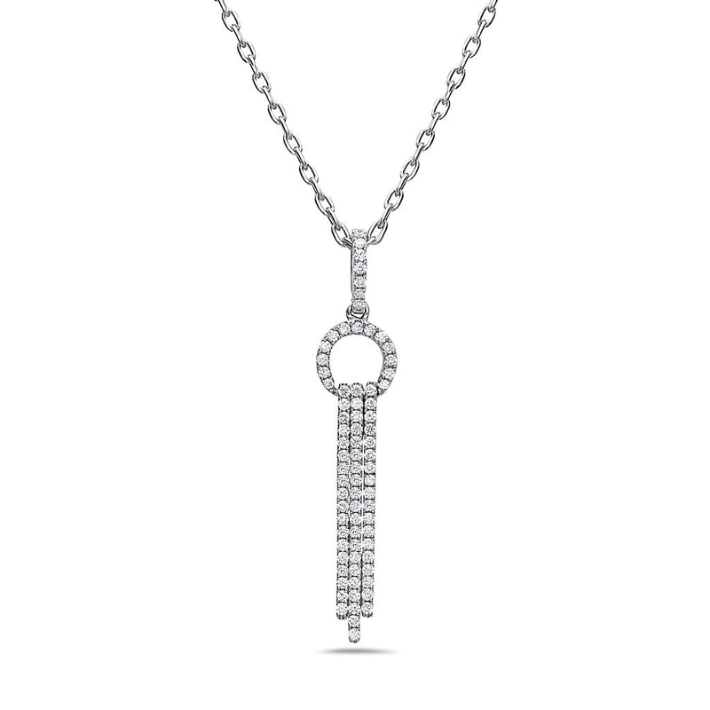 Davis Classics 18k White Gold Open Circle Sun Ray Diamond Pendant Necklace