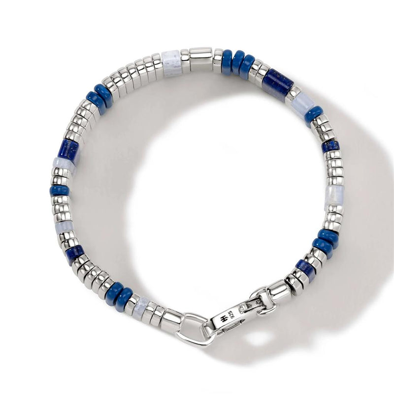 John Hardy Lapis Lazuli, Blue Lace Agate, and Sterling Silver Colorblock Bracelet