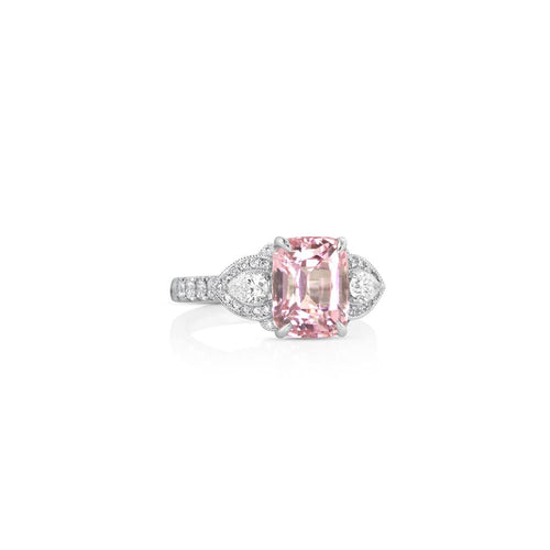 Yael 18k White Gold Pink Tourmaline and Diamond Three-Stone Fashion Ring