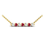 Vlora 14k Yellow Gold Adella Collection Ruby and Diamond Bar Necklace