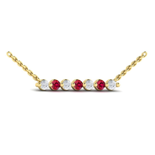 Vlora 14k Yellow Gold Adella Collection Ruby and Diamond Bar Necklace