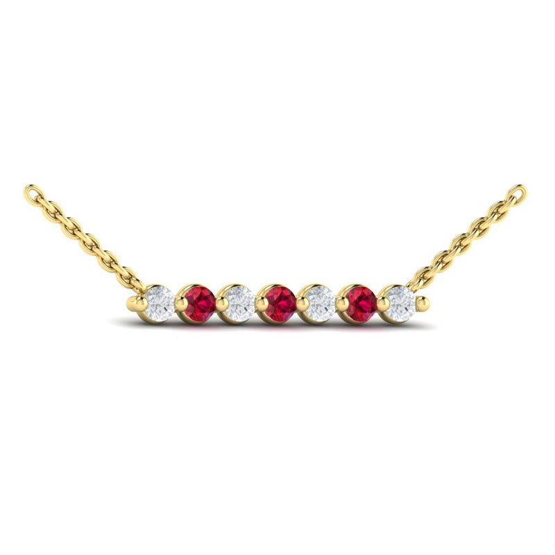 Vlora 14k Yellow Gold Adella Collection Ruby and Diamond Bar Necklace