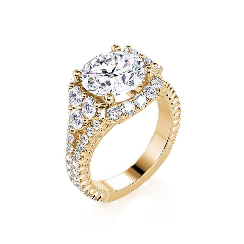 Davis Classics 14k Yellow Gold Halo Design Semi-Mount