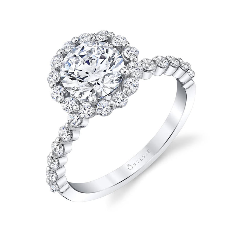 Sylvie 14k White Gold Halo Design Engagement Ring Setting