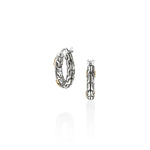 John Hardy 14k Yellow Gold and Sterling Silver Essential Pave Diamond Hoop Earrings