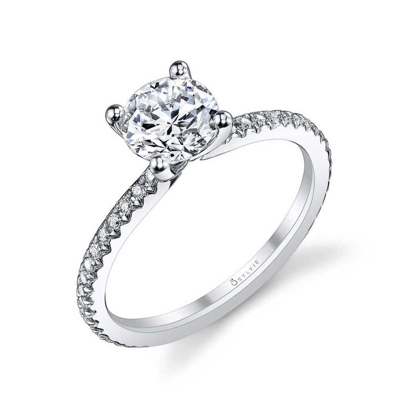 Sylvie 14k White Gold Classic Style Engagement Ring Setting