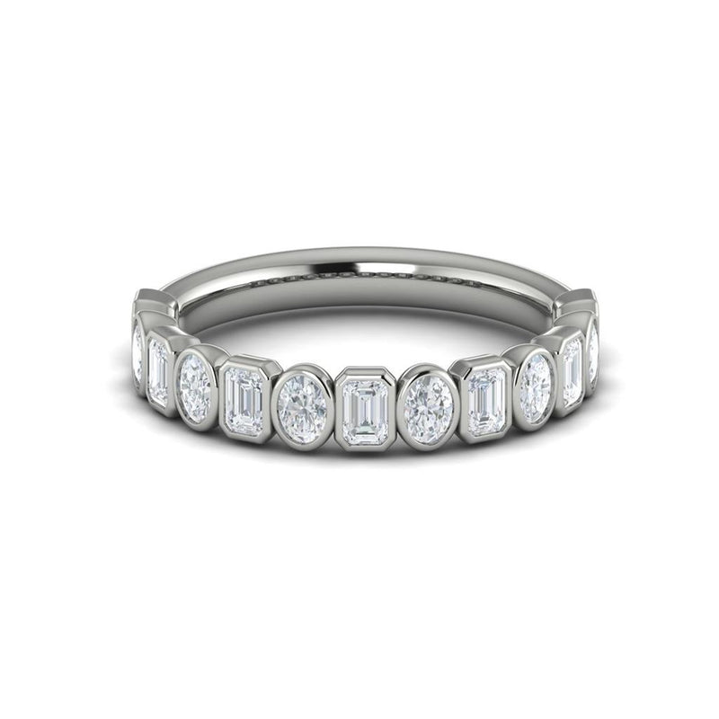 Vlora Women's 14k White Gold Stackable Emerald-Cut and Oval-Cut Diamond Band