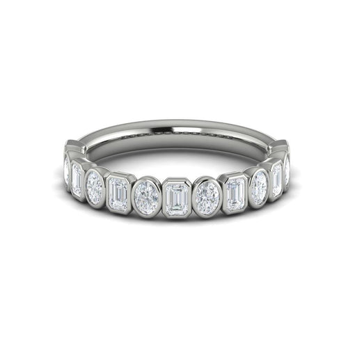 Vlora Women's 14k White Gold Stackable Emerald-Cut and Oval-Cut Diamond Band