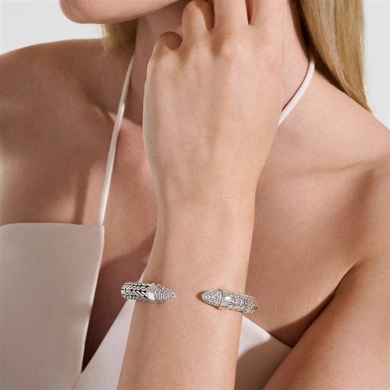 John Hardy Sterling Silver Spear 50 Plex Diamond Cuff Bracelet