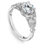 Noam Carver 14k White Gold Vintage Floral Design Engagement Ring Setting with Milgrain Detail