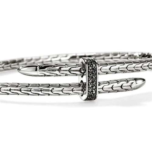 John Hardy Sterling Silver Black Sapphire Spear Flex Cuff Bracelet