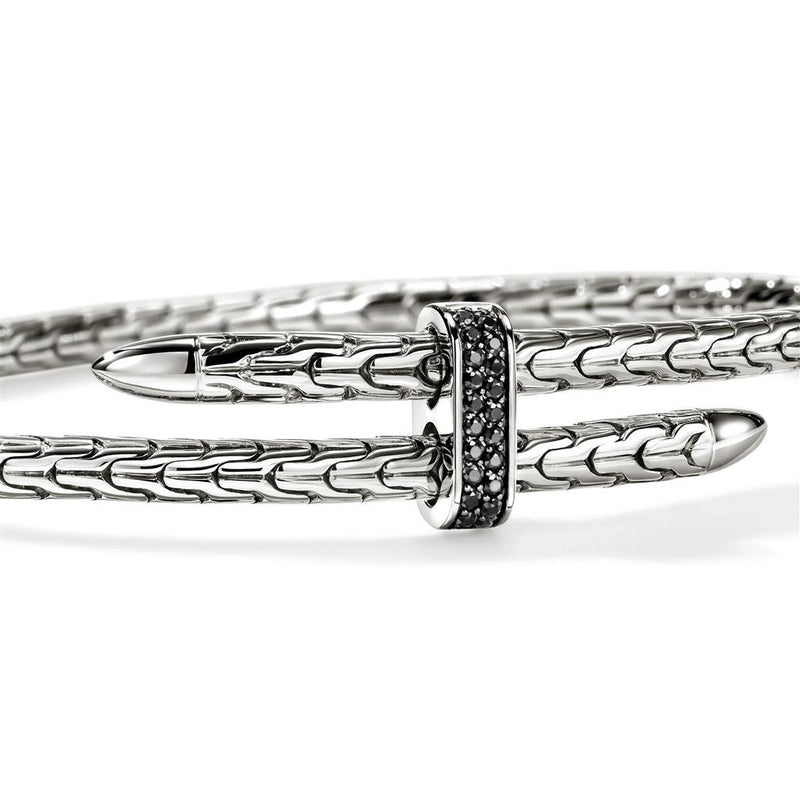 John Hardy Sterling Silver Black Sapphire Spear Flex Cuff Bracelet