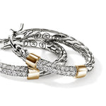 John Hardy 14k Yellow Gold and Sterling Silver Essential Pavé Diamond Hoop Earrings