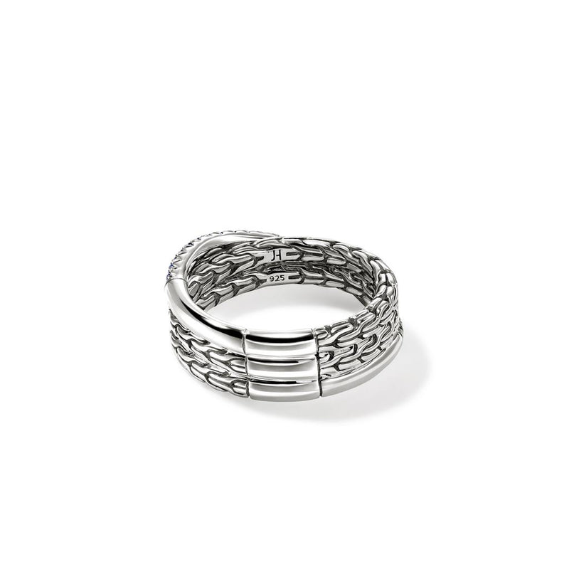 John Hardy Sterling Silver Essential Pavé Sapphire Crossover Ring
