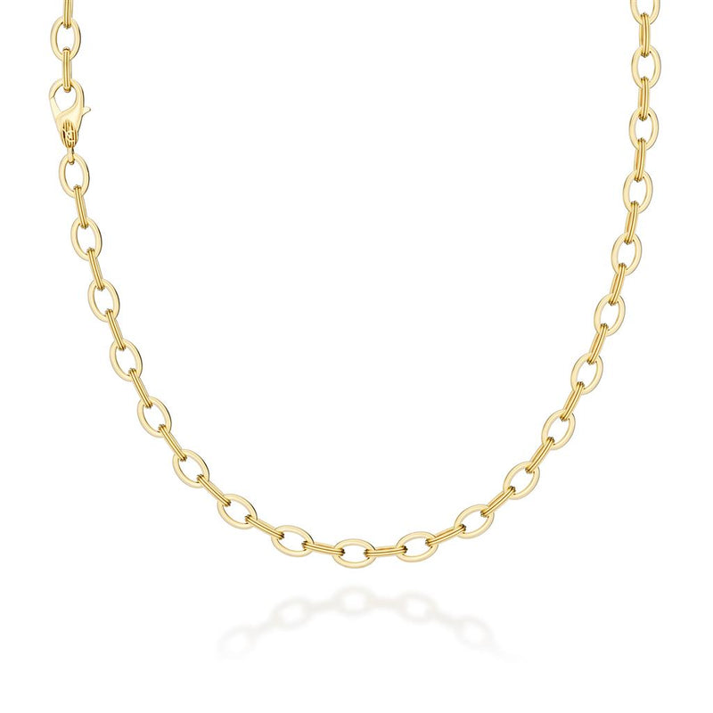 Noam Carver 14k Yellow Gold Rae Collection 20" Frosted Textured and High Polished Link Chain Necklace
