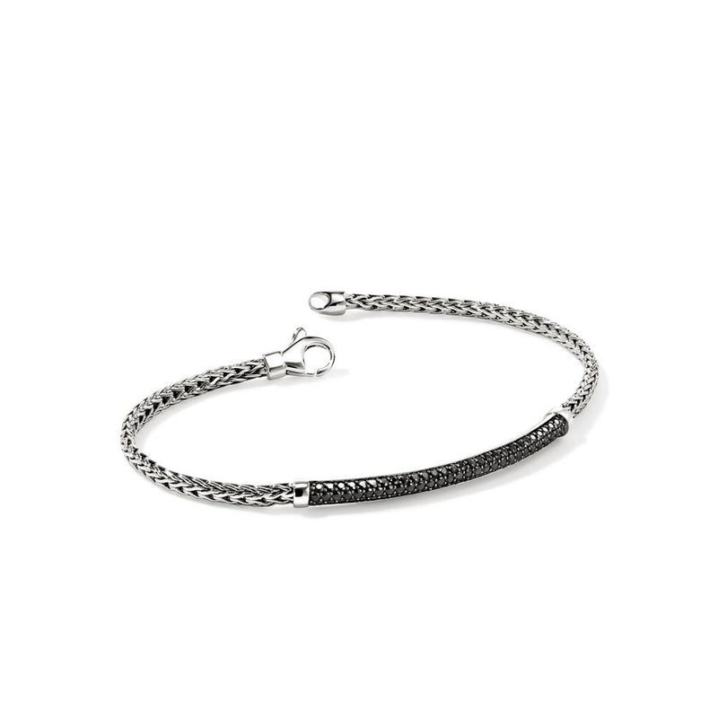 John Hardy Sterling Silver Essential Pavé Black Sapphire Bracelet