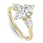 Noam Carver 14k Yellow Gold Atelier Collection Cathedral Three-Stone Engagement Ring Setting