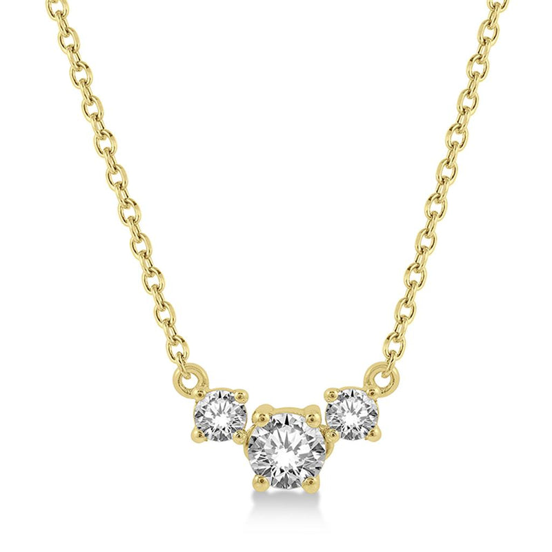 Davis Classics 14k Yellow Gold Three-Stone Diamond Necklace