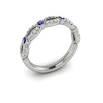 Vlora Women's 14k White Gold Stackable Open Link Design Sapphire and Diamond Band