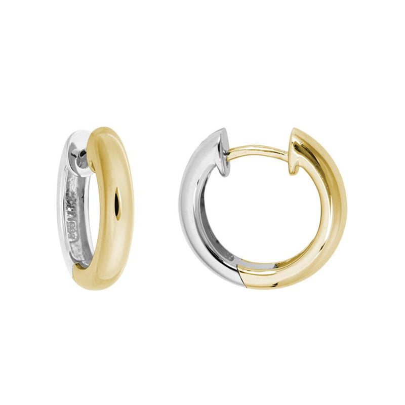 Davis Classics 14k Yellow and White Gold Reversible Hand-Crafted Hoop Earrings