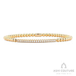 Davis Classics 18k Yellow Gold Couture Diamond Bar Bead Stretch Bangle Bracelet