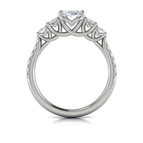 Vlora 14k White Gold Classic Collection Five Stone Trellis Oval Diamond Engagement Ring Setting