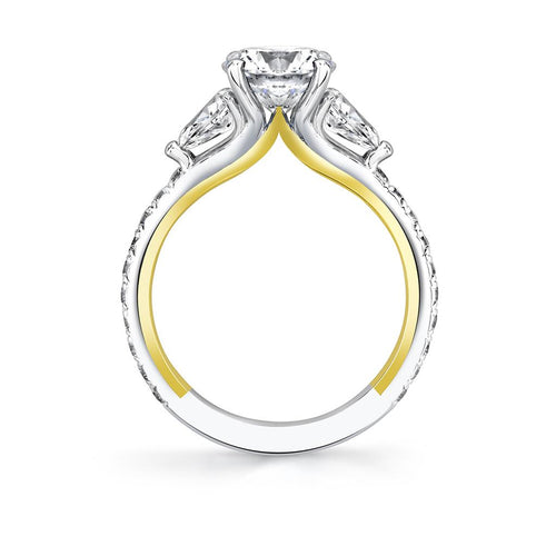 Sylvie 14k White and Yellow Gold Three-Stone Engagement Ring Setting
