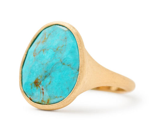 Marco Bicego 18k Yellow Gold Lunaria Color Mexican Turquoise Cocktail Ring