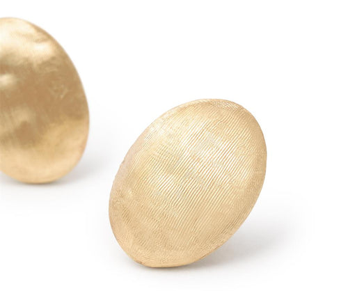 Marco Bicego 18k Yellow Gold Siviglia Hand-Engraved Oval Stud Earrings