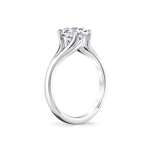 Sylvie 14k White Gold Shell Tapered Solitaire Engagement Ring Setting