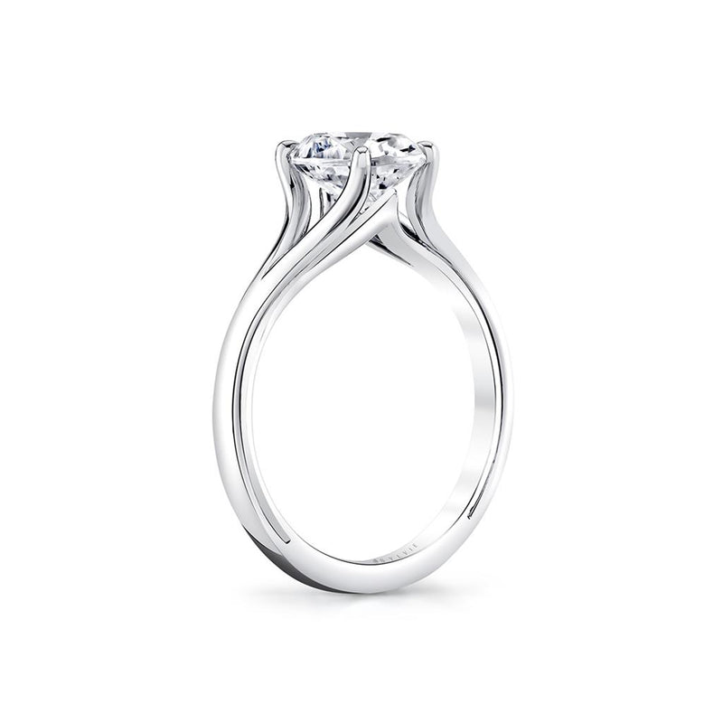 Sylvie 14k White Gold Shell Tapered Solitaire Engagement Ring Setting