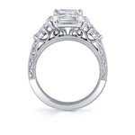 Sylvie 14k White Gold Vintage Design Three-Stone Engagement Ring Setting
