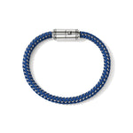 John Hardy Sterling Silver and Stainless Steel Woven Blue Rubber Bracelet