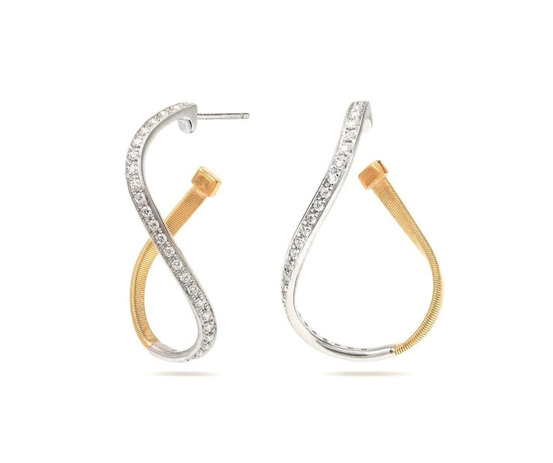 Marco Bicego 18K Yellow Gold Marrakech Twisted Diamond Pavé Hoop Earrings