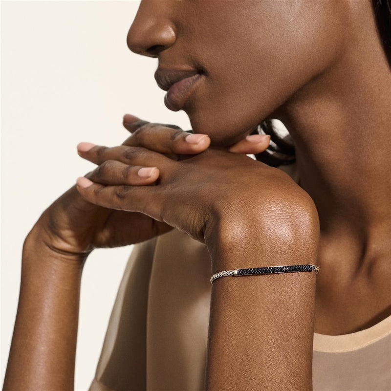 John Hardy Sterling Silver Essential Pavé Black Sapphire Bracelet