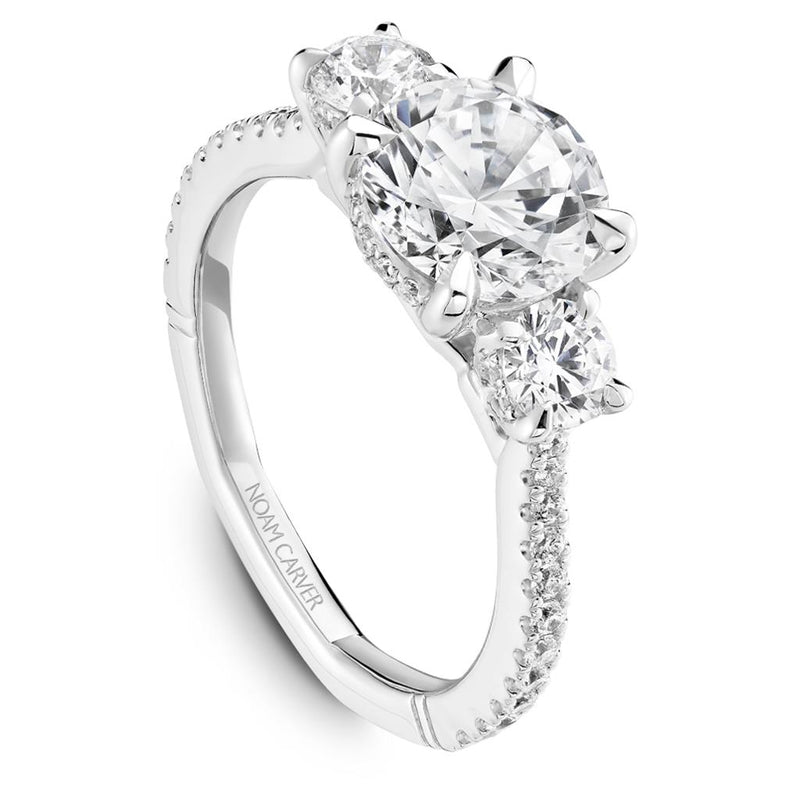 Noam Carver 14k White Gold Atelier Collection Three-Stone Style Engagement Ring Setting