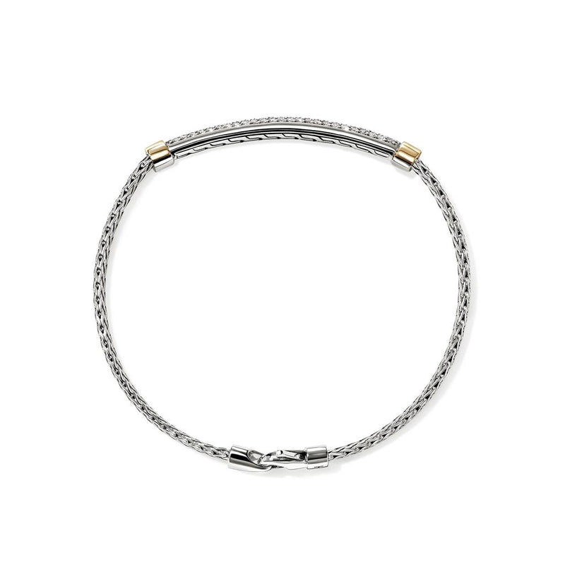 John Hardy 14k Yellow Gold and Sterling Silver Essential Pavé Diamond Bracelet
